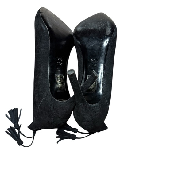 Maje Black Suede Leather Pointed-toe Tassel Pump Heels Size 7.5 - Picture 2 of 9
